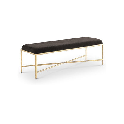 Valley Brown Chenille Fabric Bench