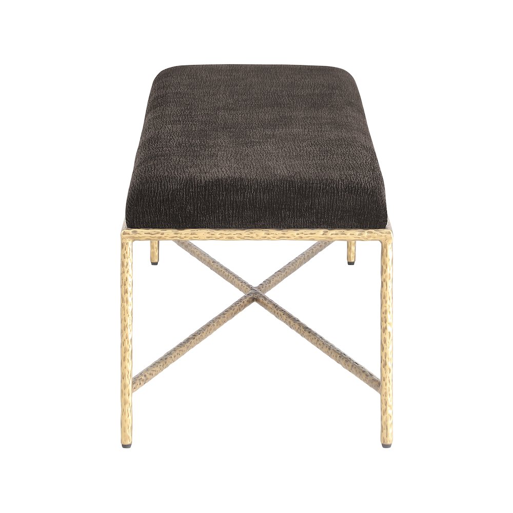 Valley Brown Chenille Fabric Bench