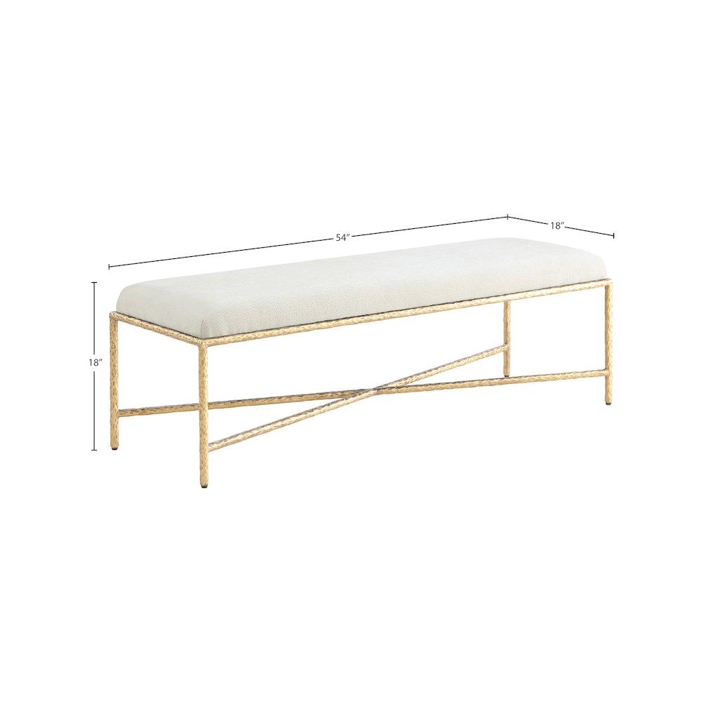 Valley Cream Chenille Fabric Bench