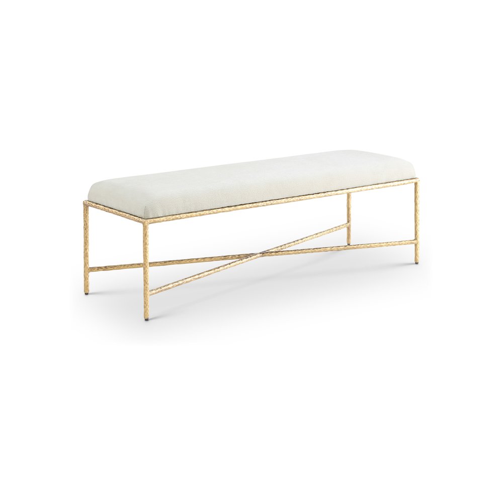 Valley Cream Chenille Fabric Bench