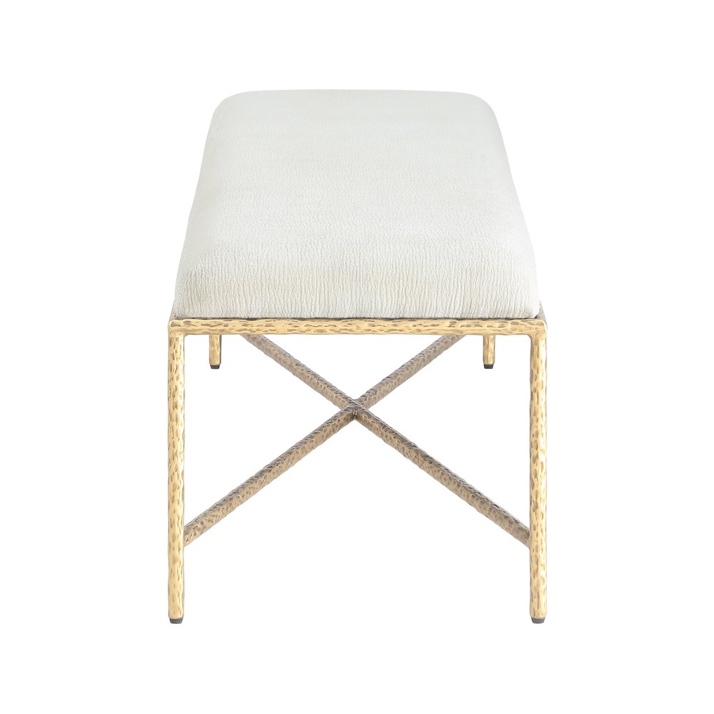 Valley Cream Chenille Fabric Bench
