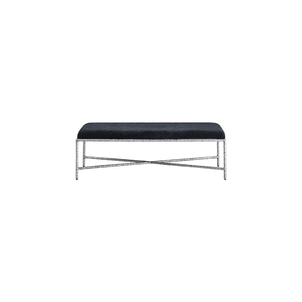 Valley Black Chenille Fabric Bench