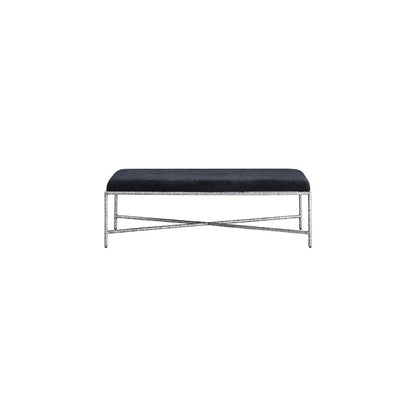 Valley Black Chenille Fabric Bench