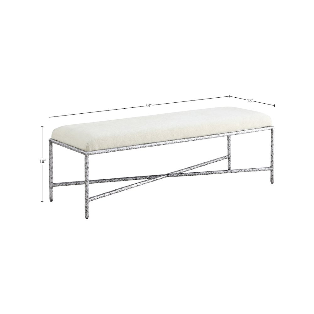 Valley Cream Chenille Fabric Bench