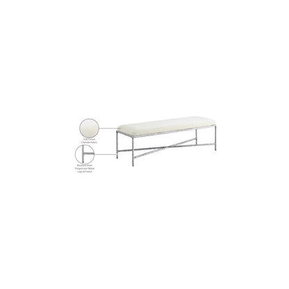 Valley Cream Chenille Fabric Bench