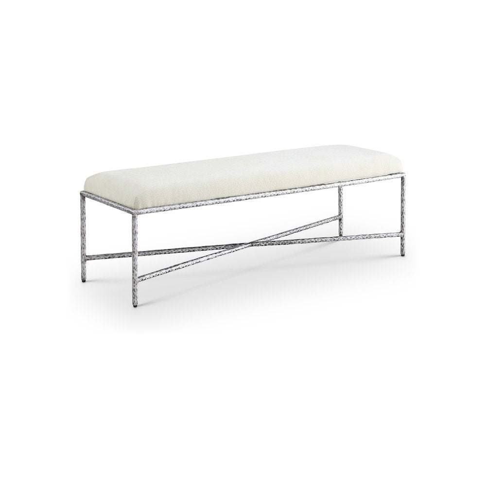 Valley Cream Chenille Fabric Bench