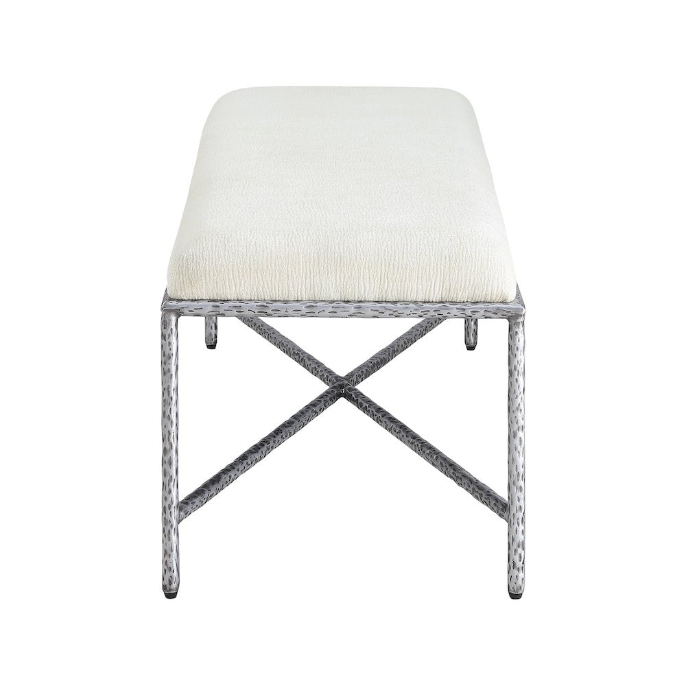 Valley Cream Chenille Fabric Bench