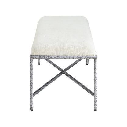 Valley Cream Chenille Fabric Bench