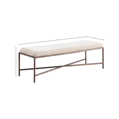 Valley Beige Chenille Fabric Bench