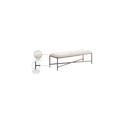 Valley Beige Chenille Fabric Bench