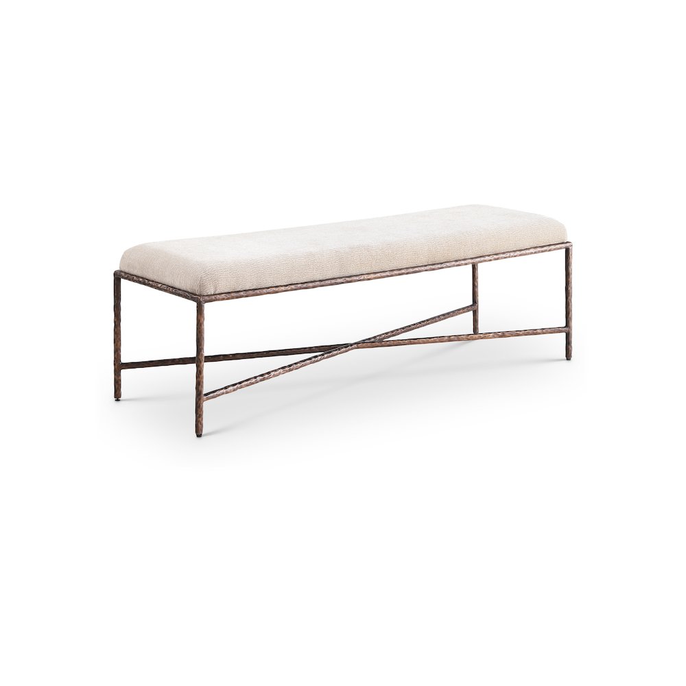 Valley Beige Chenille Fabric Bench