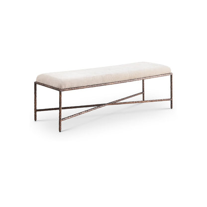 Valley Beige Chenille Fabric Bench