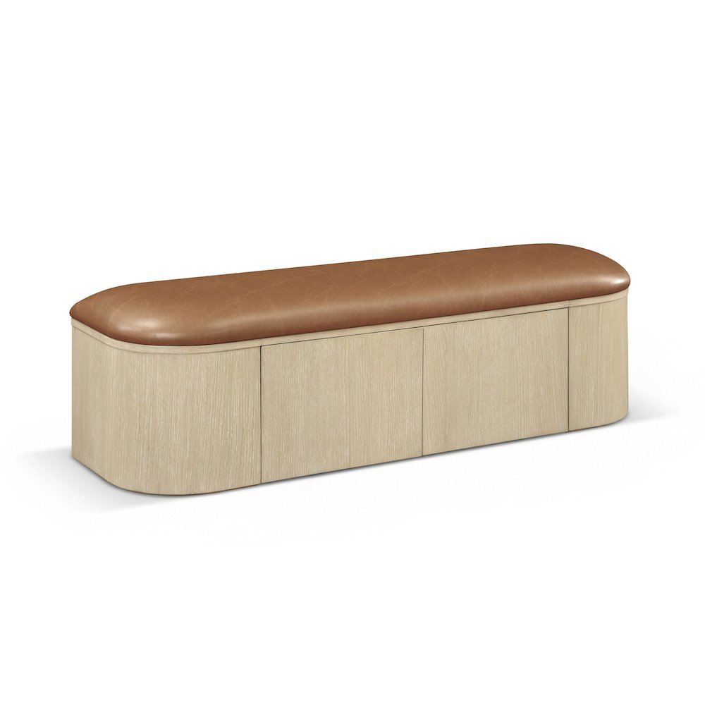 Velden Cognac Vegan Leather Upholstered Storage Bench