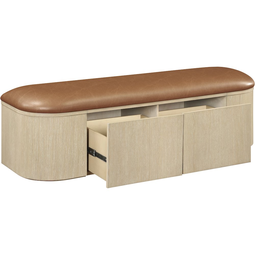 Velden Cognac Vegan Leather Upholstered Storage Bench