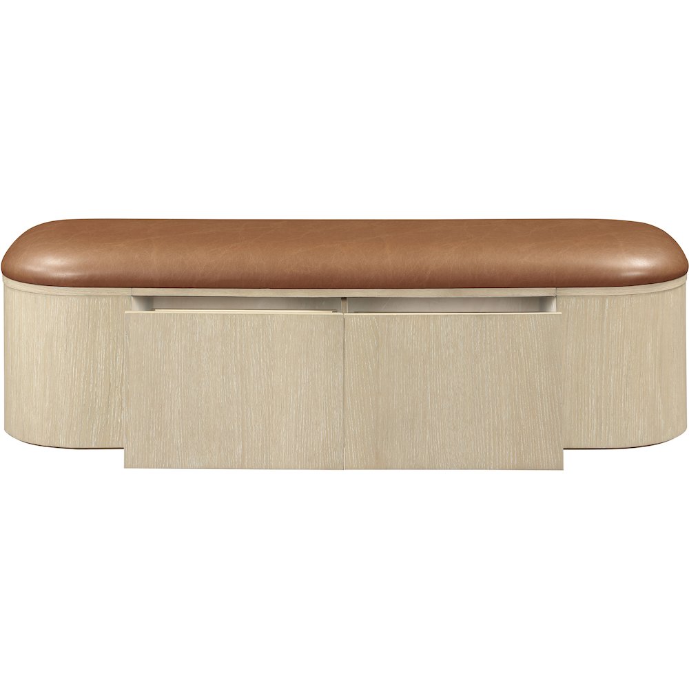 Velden Cognac Vegan Leather Upholstered Storage Bench