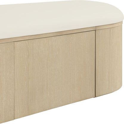 Velden Cream Vegan Leather Upholstered Storage Bench