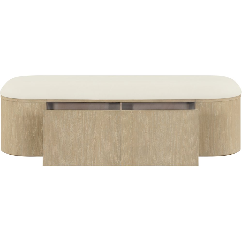 Velden Cream Vegan Leather Upholstered Storage Bench