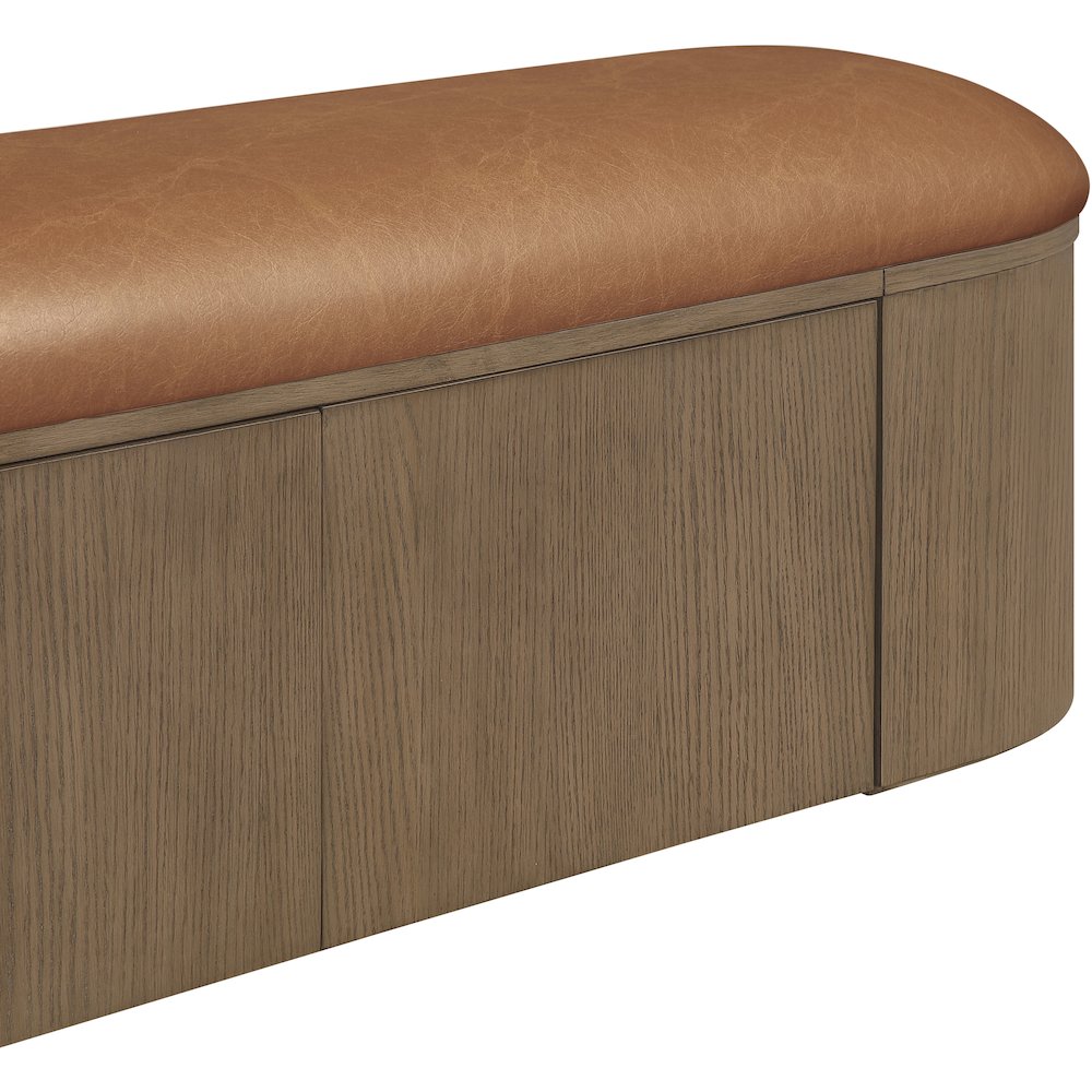 Velden Cognac Vegan Leather Upholstered Storage Bench