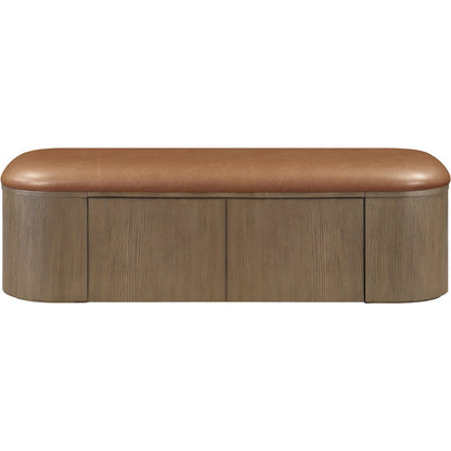 Velden Cognac Vegan Leather Upholstered Storage Bench
