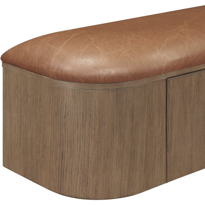 Starlight Canyon Home Storage Bench with Vegan Leather Cushion, Cognac