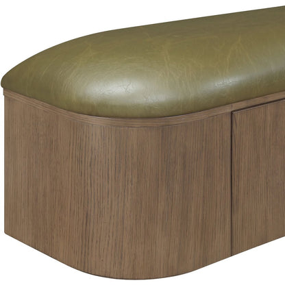 Starlight Canyon Home Storage Bench with Vegan Leather Cushion, Olive