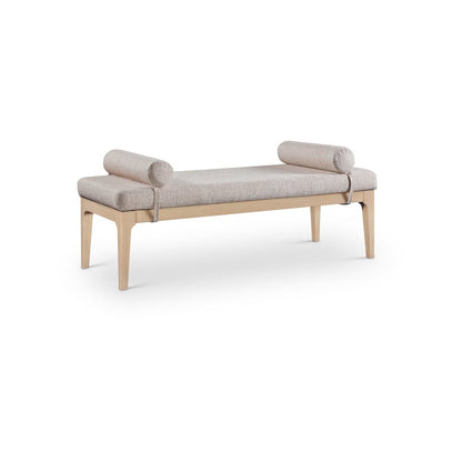 Priscilla Beige Linen Textured Fabric Bench