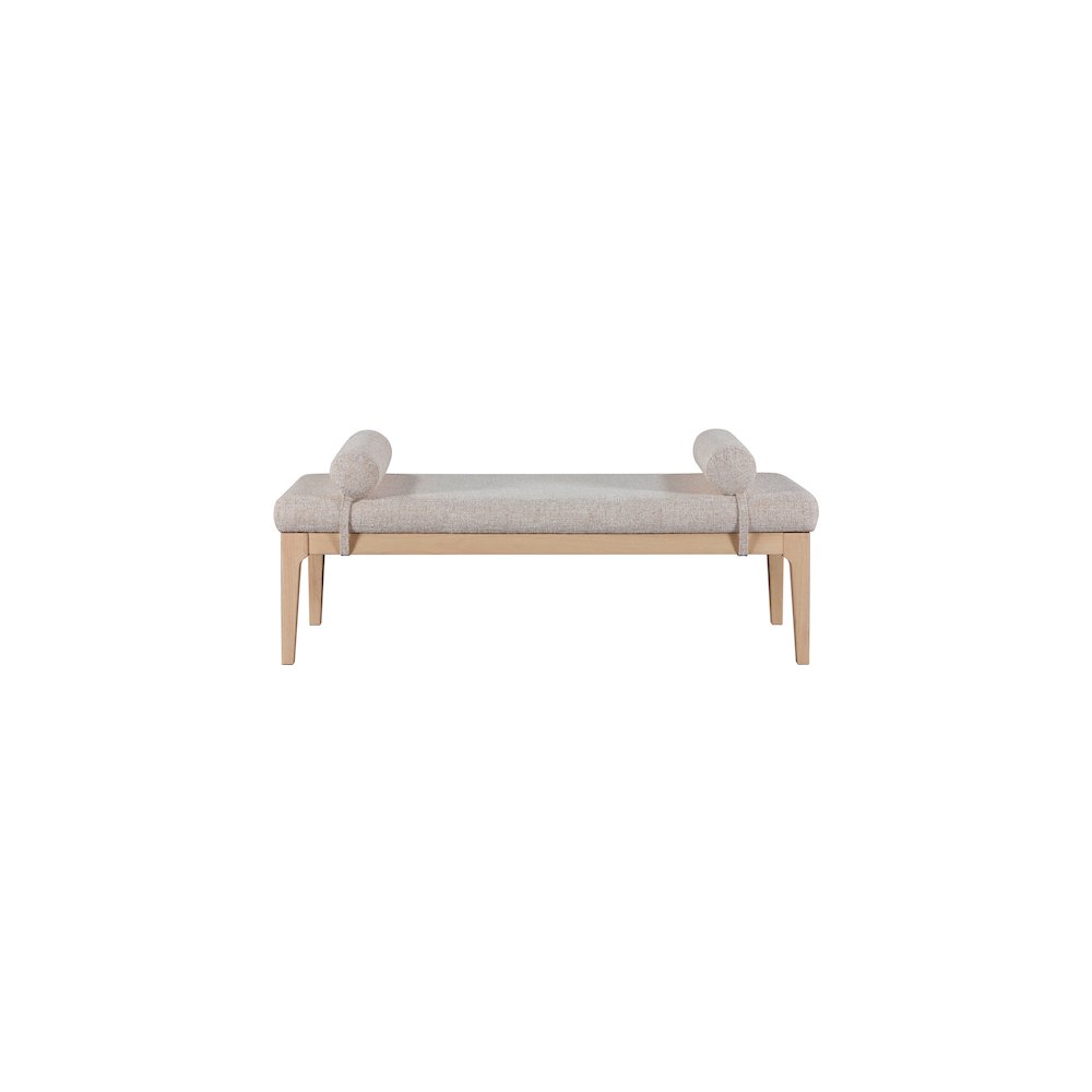 Priscilla Beige Linen Textured Fabric Bench