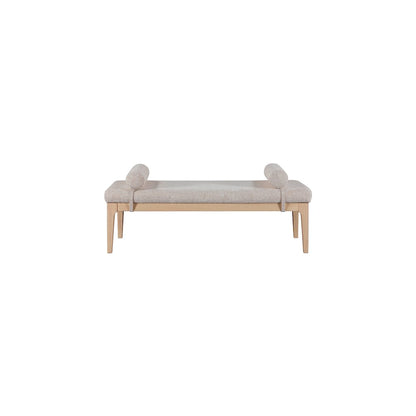 Priscilla Beige Linen Textured Fabric Bench