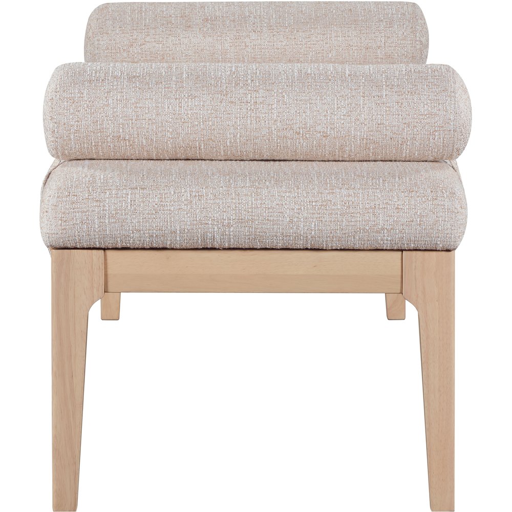 Priscilla Beige Linen Textured Fabric Bench