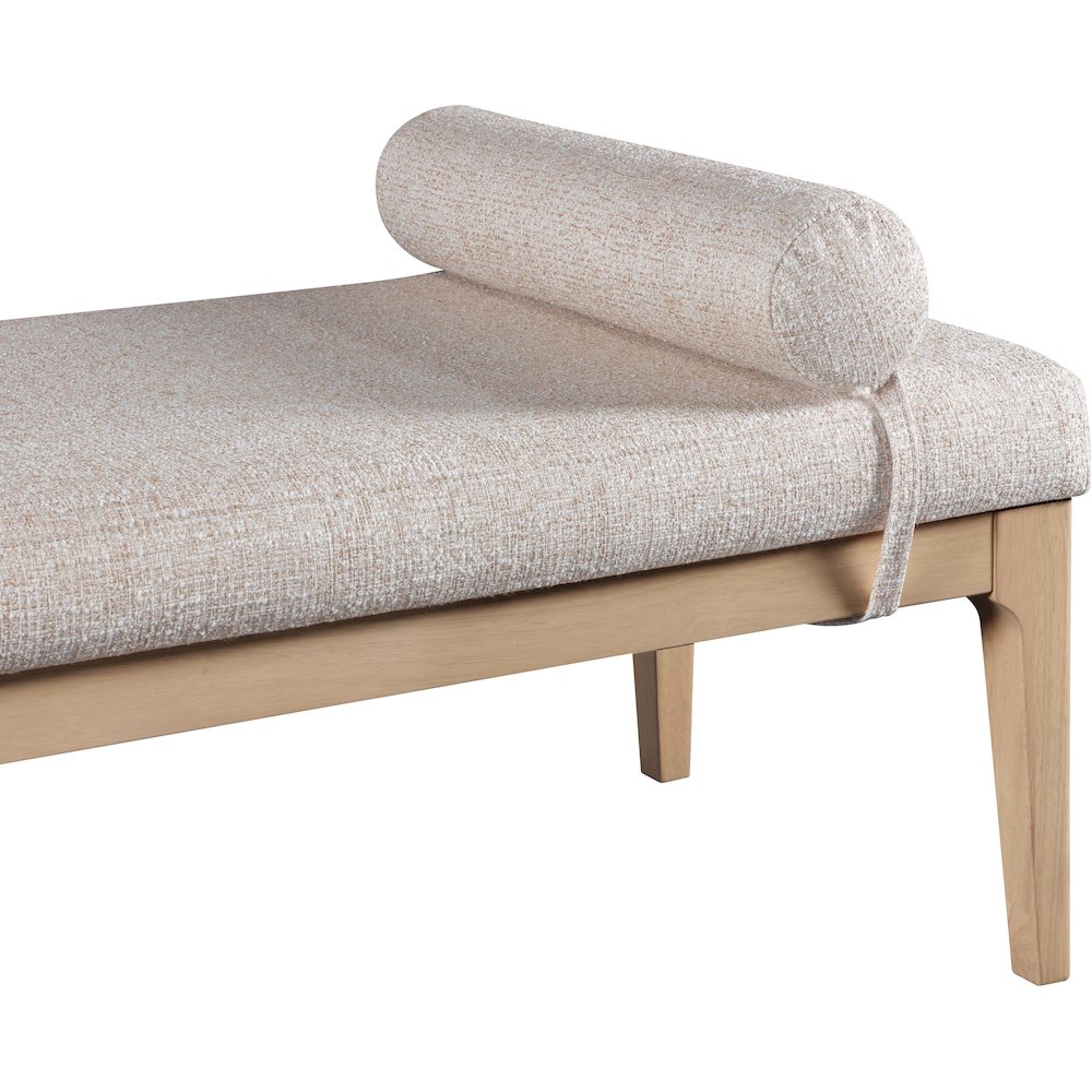 Priscilla Beige Linen Textured Fabric Bench