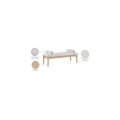 Priscilla Cream Linen Textured Fabric Bench