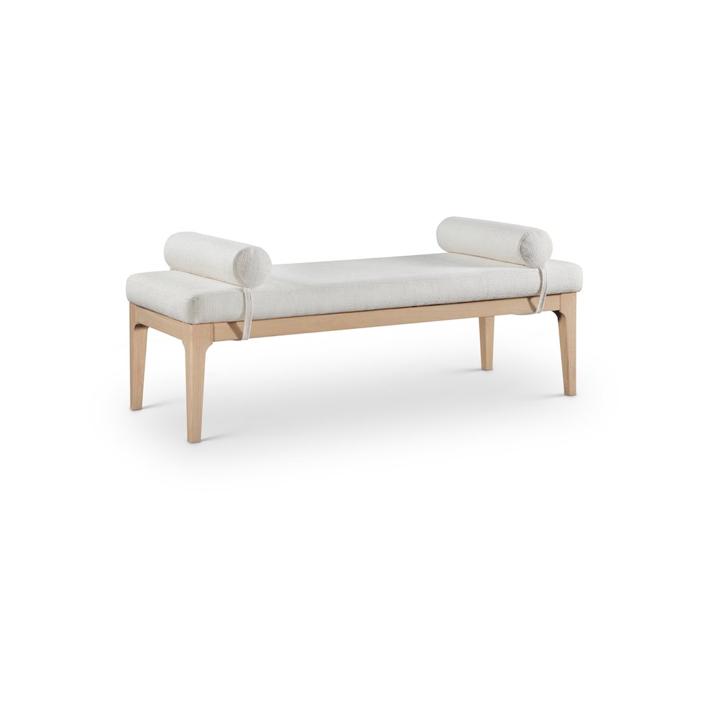 Priscilla Cream Linen Textured Fabric Bench