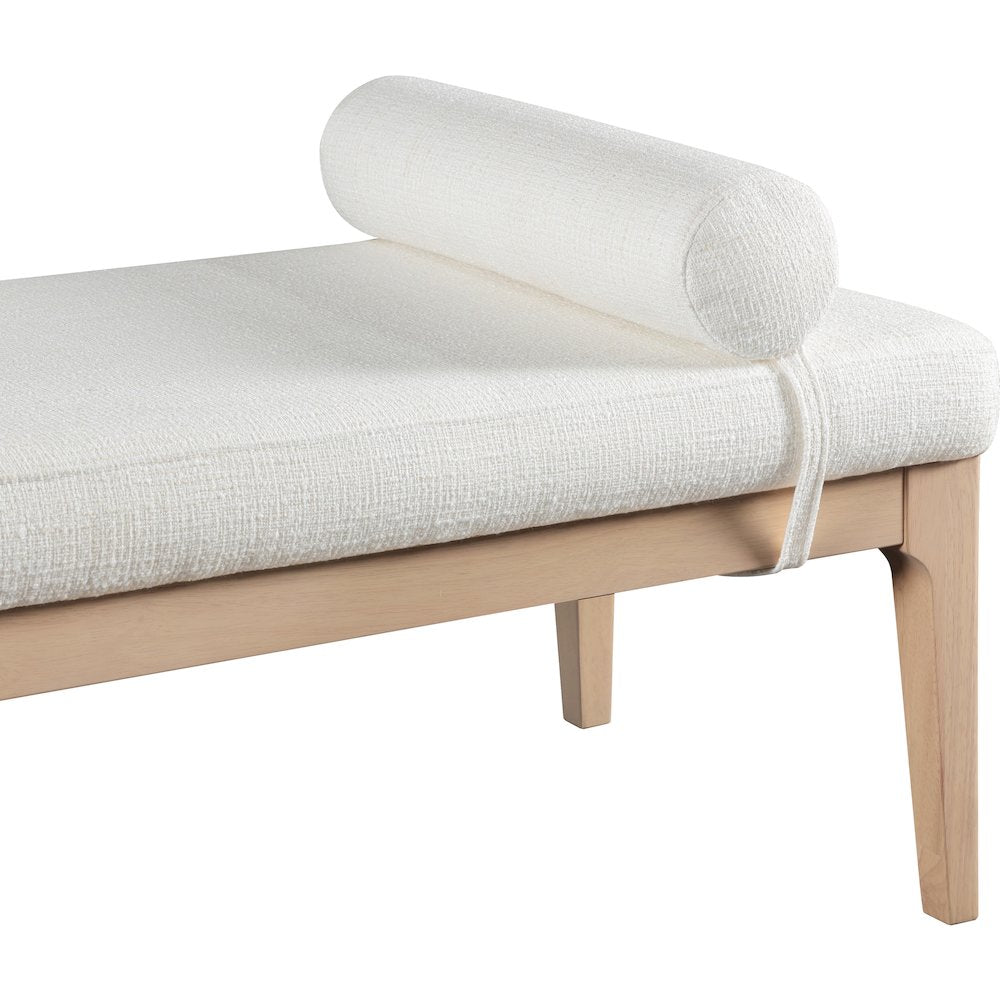 Priscilla Cream Linen Textured Fabric Bench