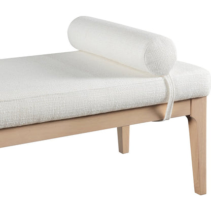 Priscilla Cream Linen Textured Fabric Bench