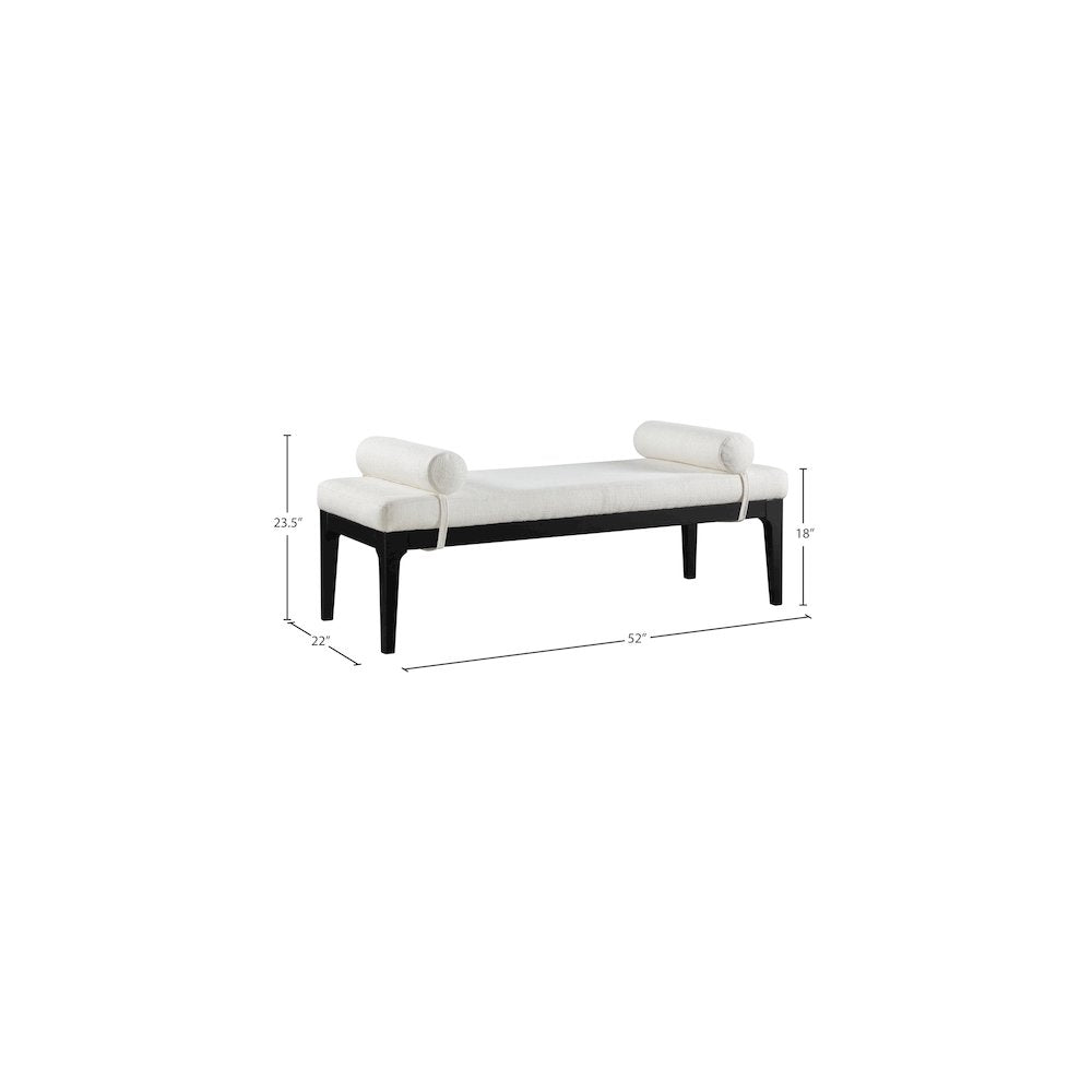 Priscilla Cream Linen Textured Fabric Bench