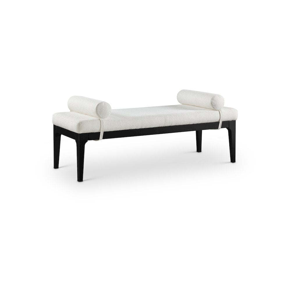 Priscilla Cream Linen Textured Fabric Bench