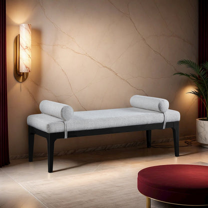 Priscilla Cream Linen Textured Fabric Bench