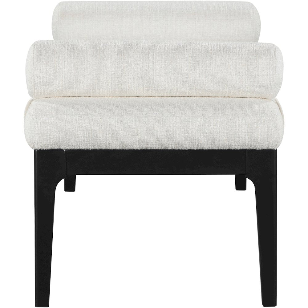 Priscilla Cream Linen Textured Fabric Bench