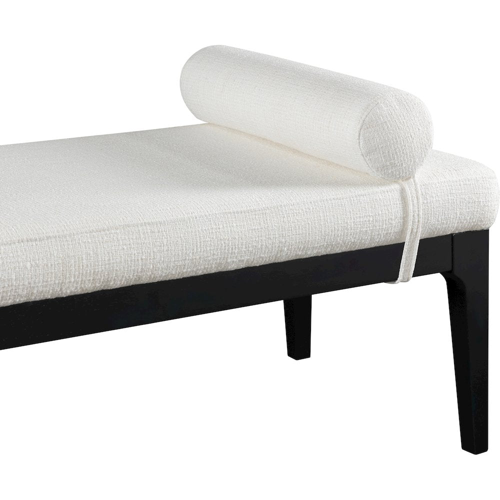 Priscilla Cream Linen Textured Fabric Bench