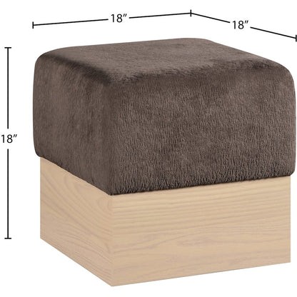 Havre Brown Velour Fur Fabric Ottoman/Stool