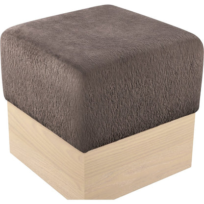 Havre Brown Velour Fur Fabric Ottoman/Stool