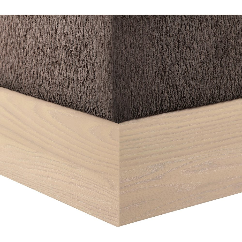 Havre Brown Velour Fur Fabric Ottoman/Stool