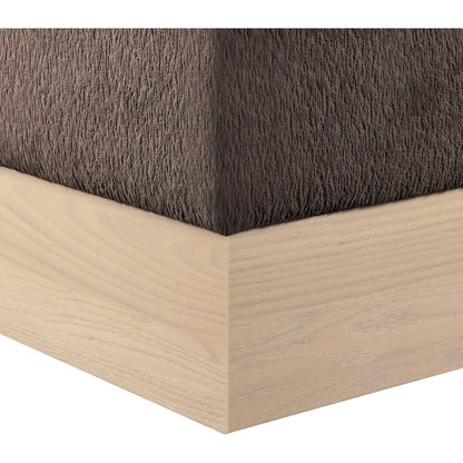 Havre Brown Velour Fur Fabric Ottoman/Stool