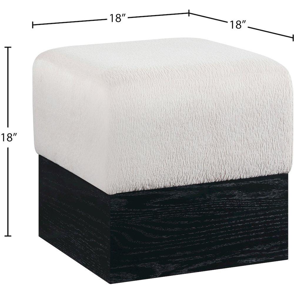 Havre Beige Velour Fur Fabric Ottoman/Stool