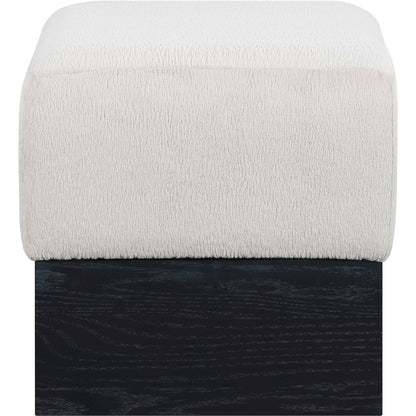 Havre Beige Velour Fur Fabric Ottoman/Stool