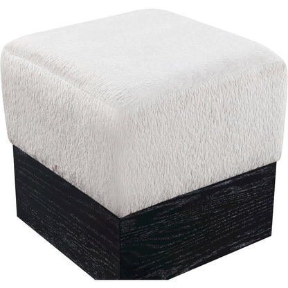 Havre Beige Velour Fur Fabric Ottoman/Stool