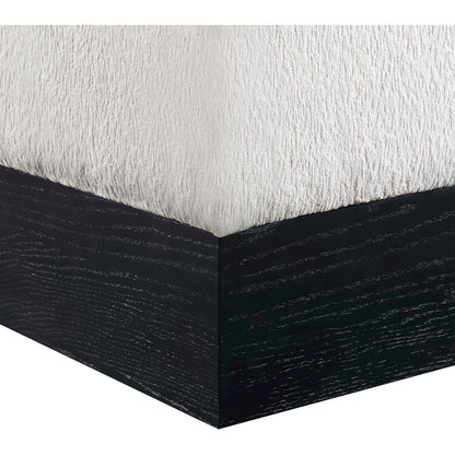 Havre Beige Velour Fur Fabric Ottoman/Stool
