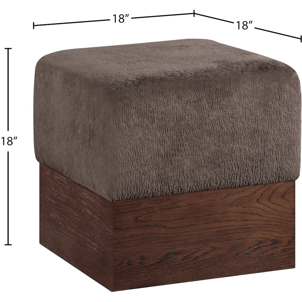 Havre Brown Velour Fur Fabric Ottoman/Stool