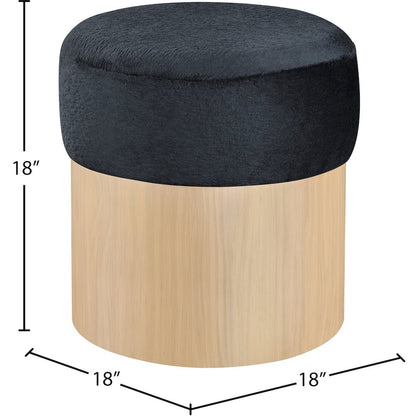 Nimes Black Velour Fur Fabric Ottoman/Stool