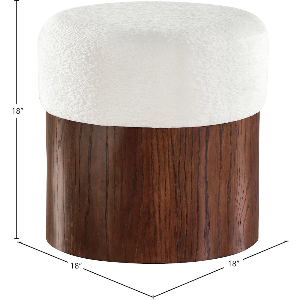 Nimes Cream Velour Fur Fabric Ottoman/Stool